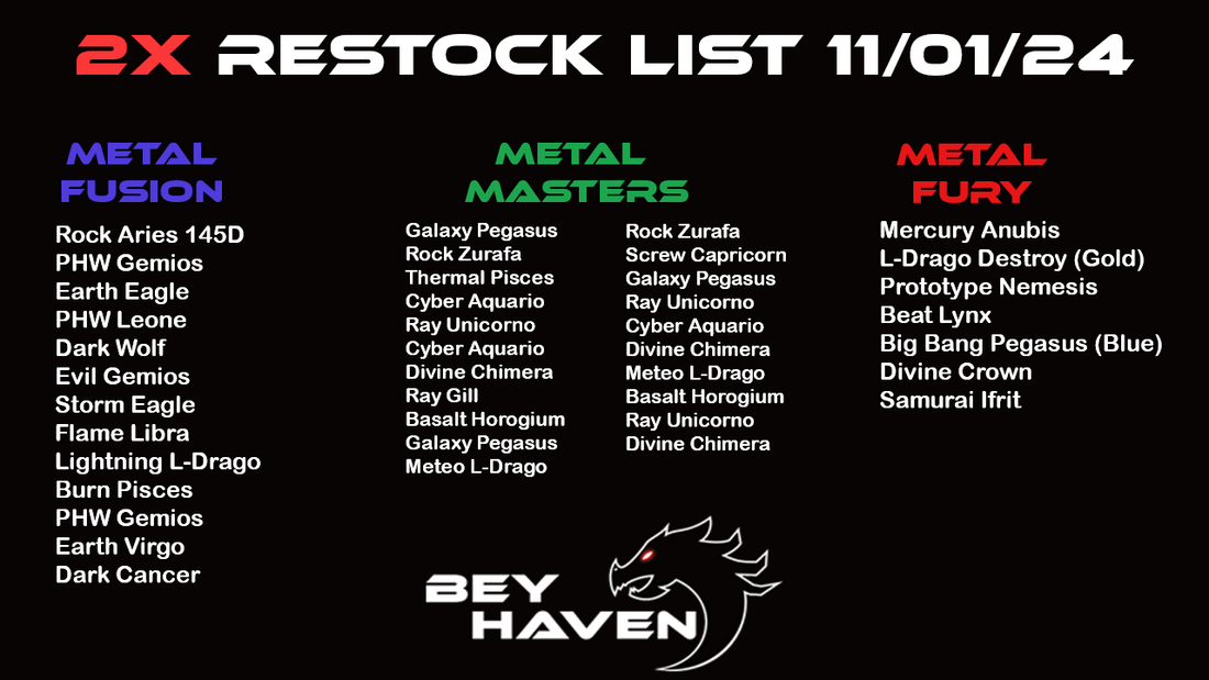 November 1st 2x Restock List!