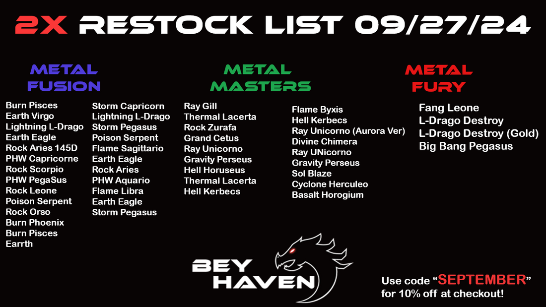 September 27th 2x Restock List!