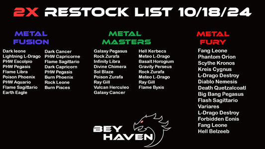 October 18th 2x Restock List!