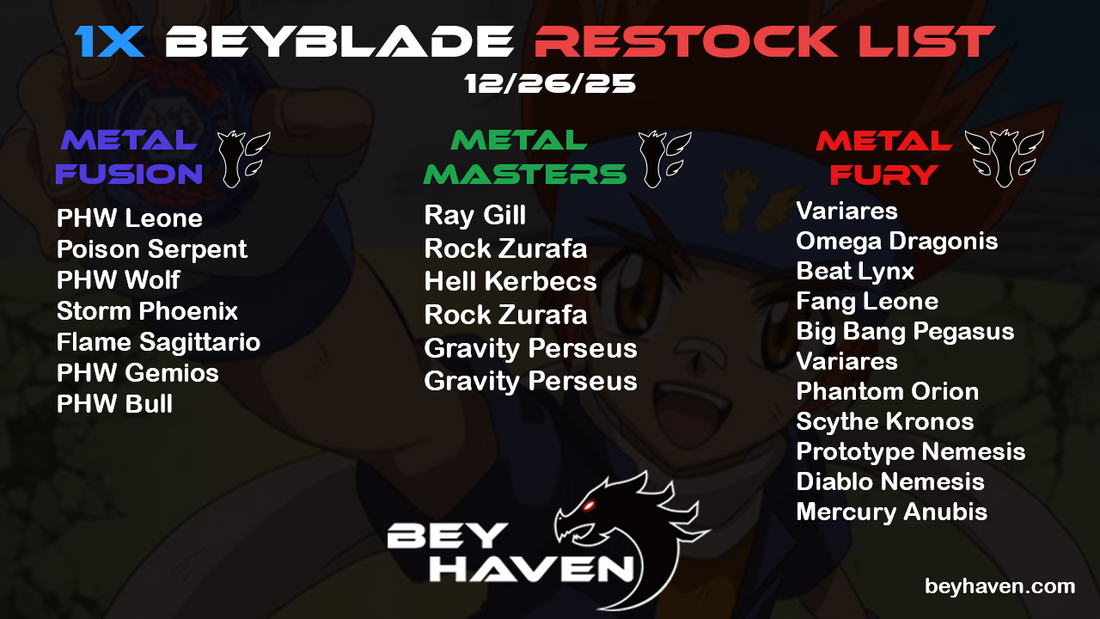 December 26th 1x Restock List!