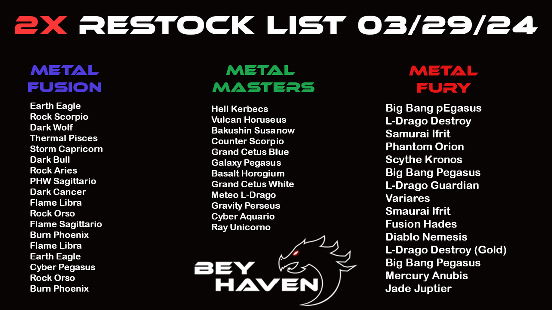 2x March 29th Restock List!