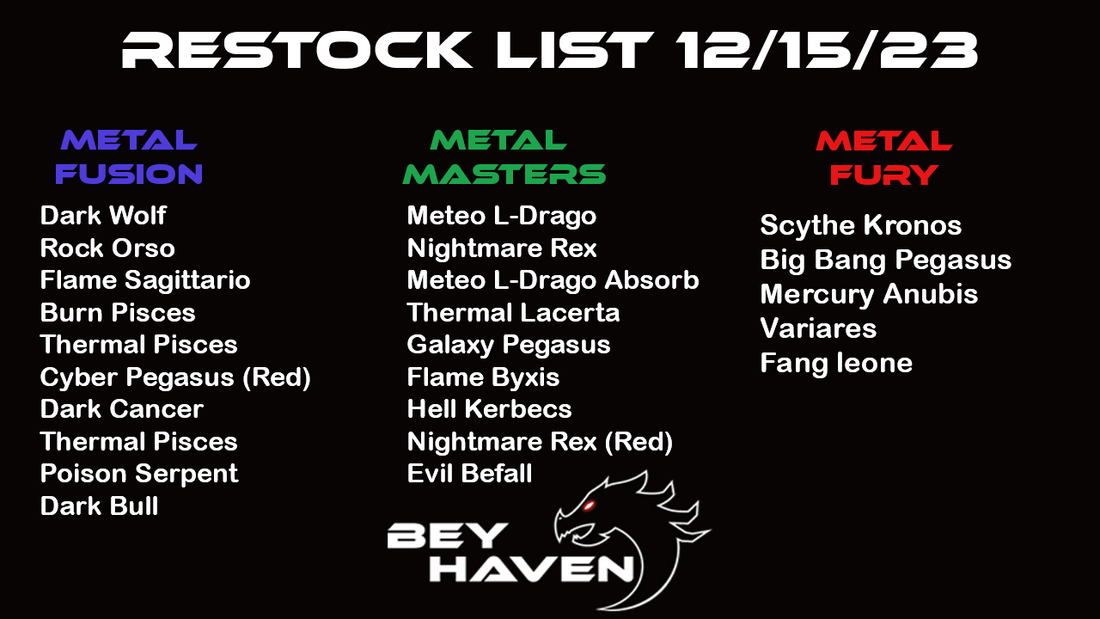 December 15th Restock List!