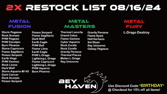 August 16th 2x Restock List!