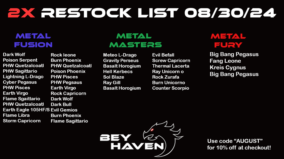 August 30th 2x Restock List!